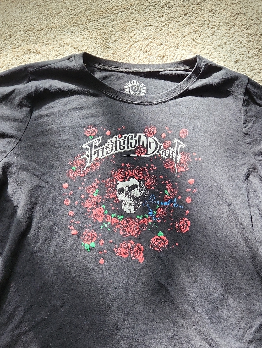 torrid Black Tee with Red Rose and Skull Graphic